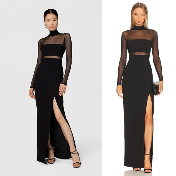 NWT Likely Andie Black Mesh Gown 2 - Picture 1 of 7